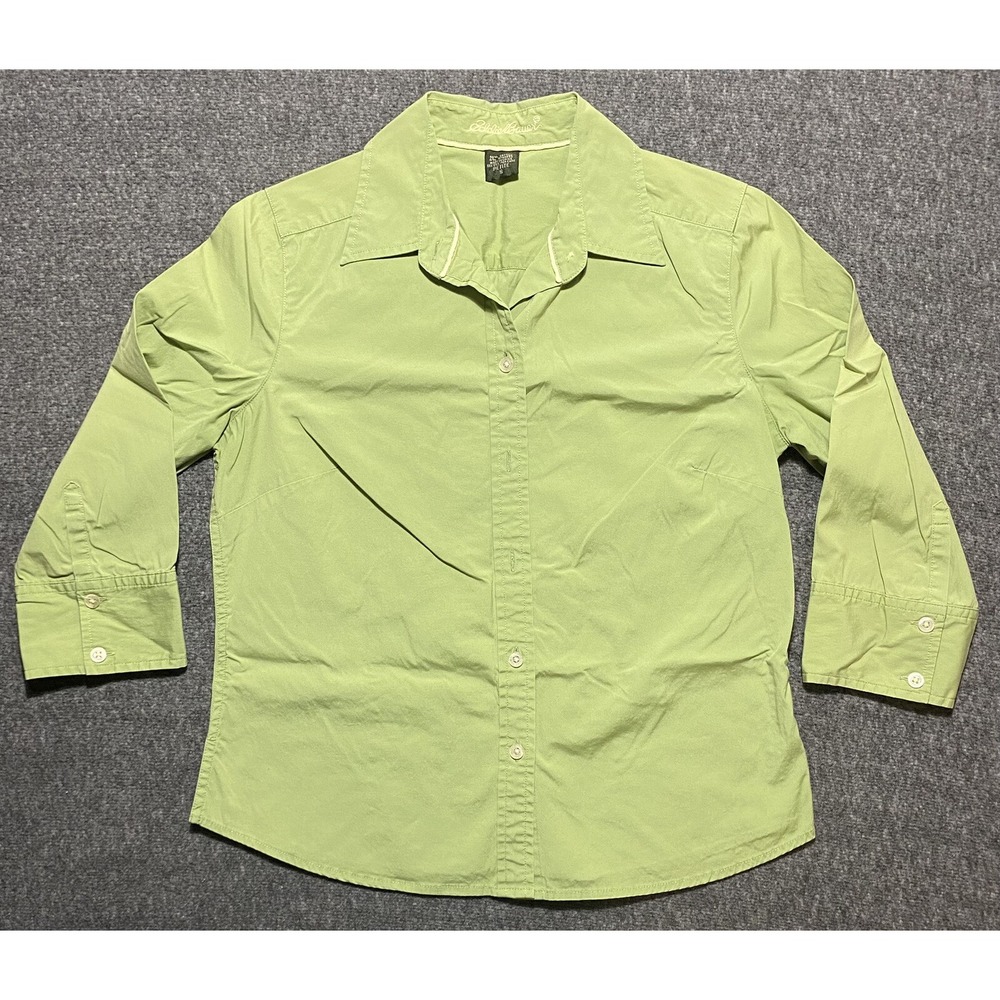 Eddie Bauer Dress Shirt Women's Green Long Sleeve Collared Size S